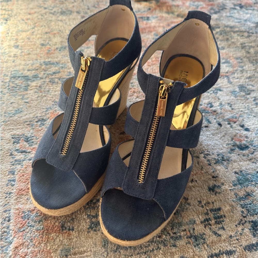 Michael Kors Navy Wedge Sandal